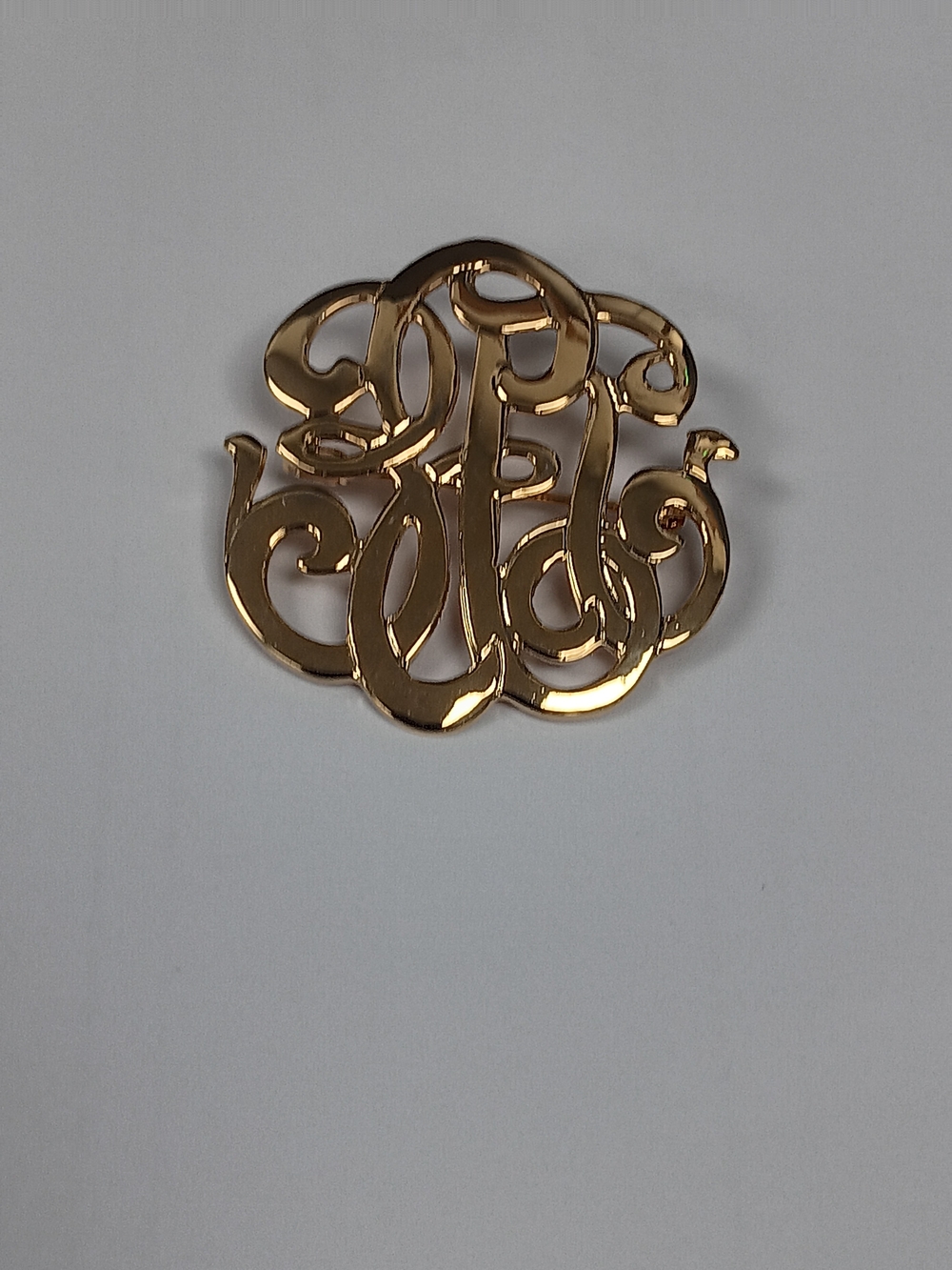 Vintage Gold-Tone Monogram Scarf Clip/Pin - Women Jewelry